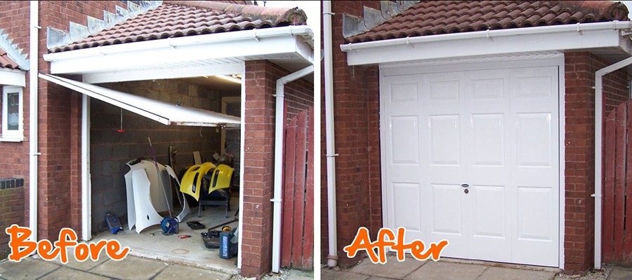 Express Garage Doors-Repairs-Before and after repair